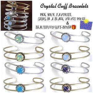 Beautiful Crystal Solitaire Cuff Bracelets,NWT